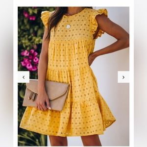 Vici Pam pocketed tiered eyelet dress